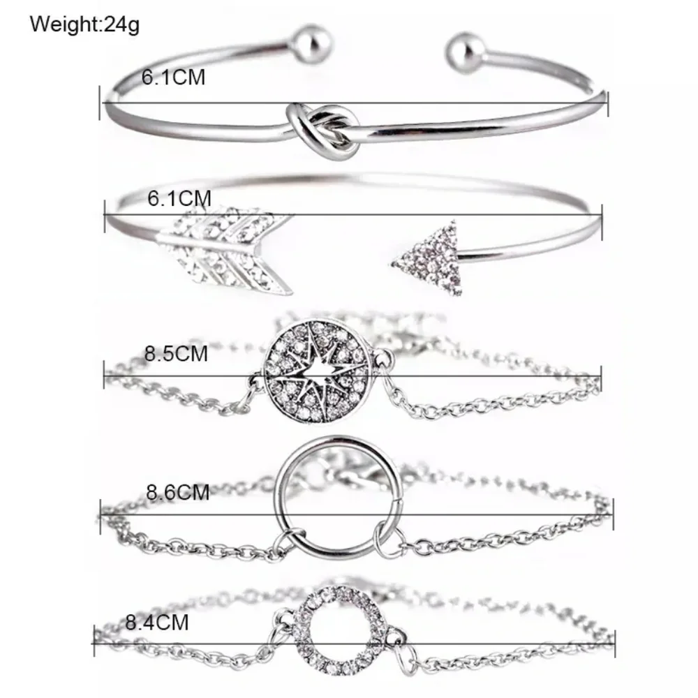 NEW | Arrow Compass 5 PC Silver Pave Bracelet Set - Picture 7 of 10
